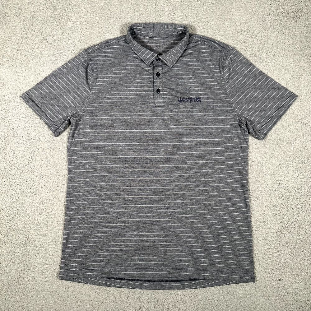 Lululemon Shirt Mens Medium Gray Evolution Polo Casual Preppy Stretch Golf logo